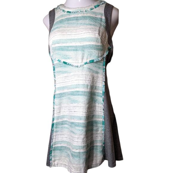 RACHEL ROY LA Story Tide Pool Teal Gray Textured Fringe Sleeveless Dress 14 NEW - Picture 13 of 15